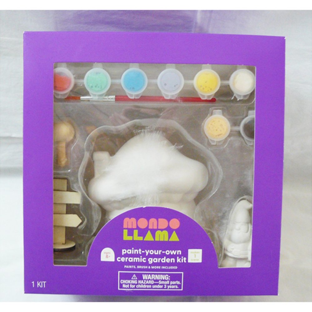 Mondo LLama Paint Your Own Ceramic Garden Kit, New - Box damaged but kit is not